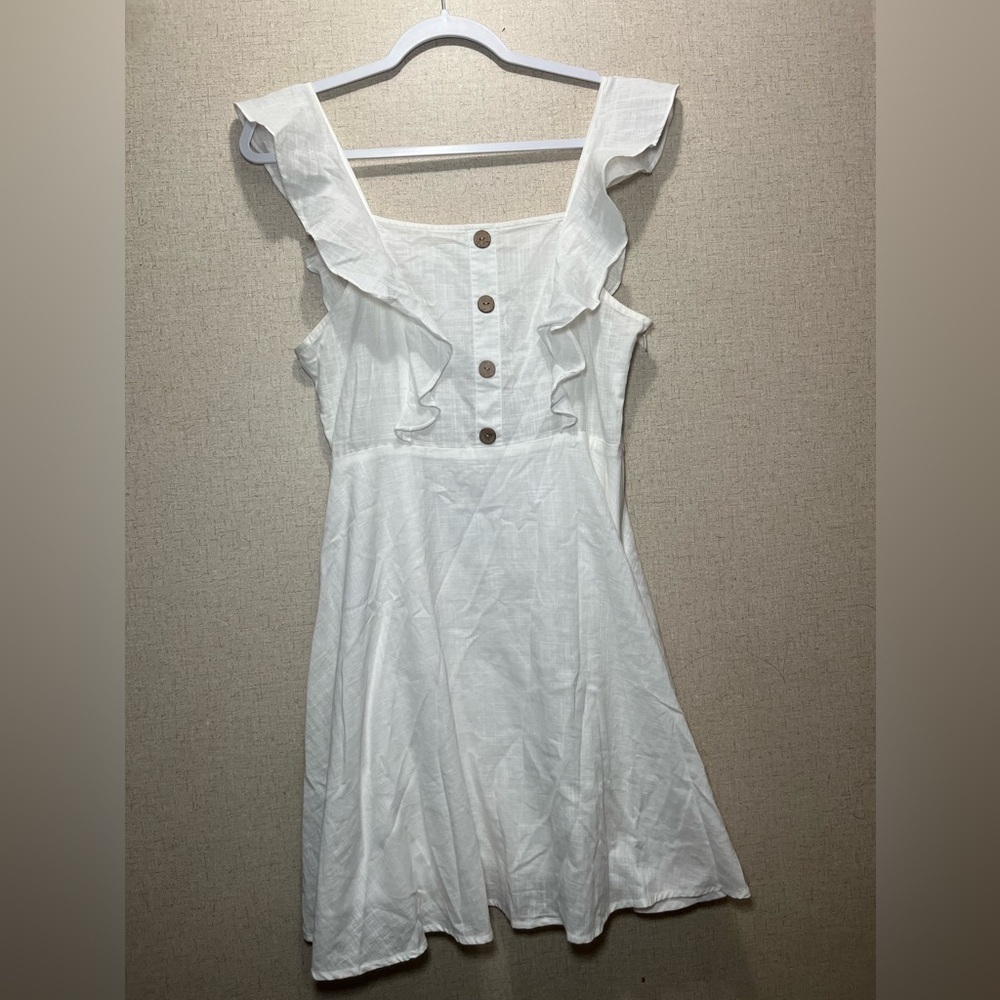 IKOONE&Bianka Paris White Ruffled Sleeveless Sundress Size M